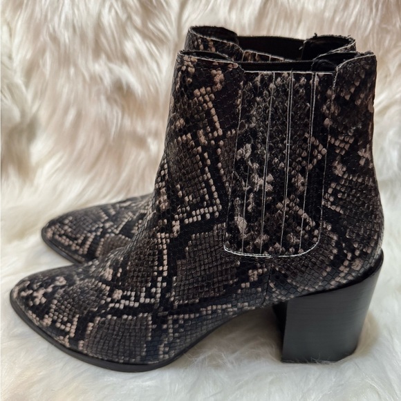 Steve Madden Black and Gray Ankle Booties Snakeskin Print - Picture 2 of 8
